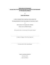 Employing Deuteronomy: an Analysis of the Quotations and Allusions to Deuteronomy in the Dead Sea Scrolls