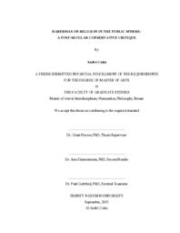 Habermas on Religion in the Public Sphere: a Post-Secular Conservative Critique