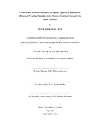 Formation by Christocentricity-Grace-Spirit : Applying a Redemptive-Historical Preaching Paradigm to the Chinese Christian Community in Metro Vancouver